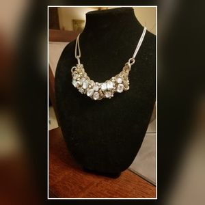 Chunky Silver and Gold Rhinestone Necklace